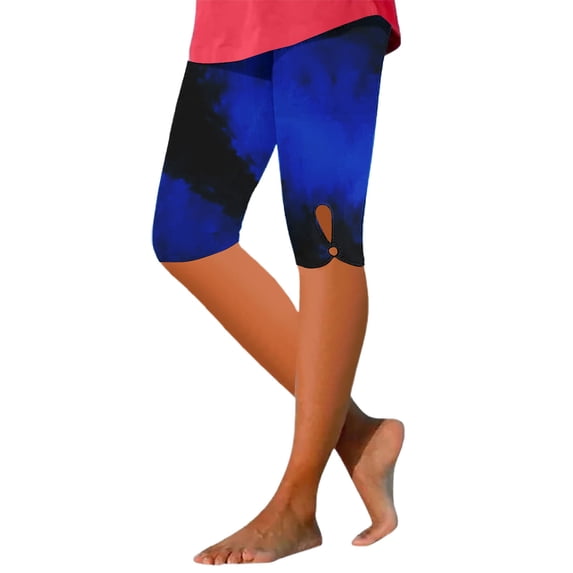 kaondbfi Leggings for Women Plus Size Knee Length No Pockets High Waisted Yoga Pants Soft Workout Tights
