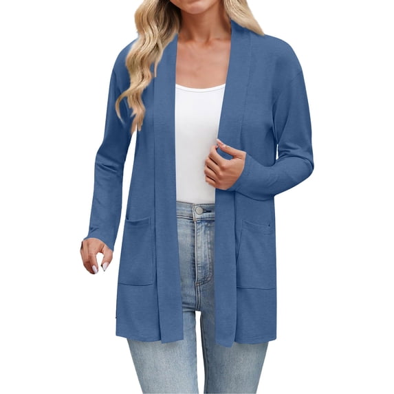 kaondbfi Long Cardigans for Graceful Women Lightweight Long Sleeve Thin Cardigans Open Front Borelo Shrugs Womens Summer Fall Fashion Bolero Shrug Tops