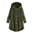 thumbnail image 1 of kaondbfi Long Plush Jackets for Pretty Women Plus Size Button Down Fuzzy Fleece Coat Womens Pullover Tops, 1 of 6