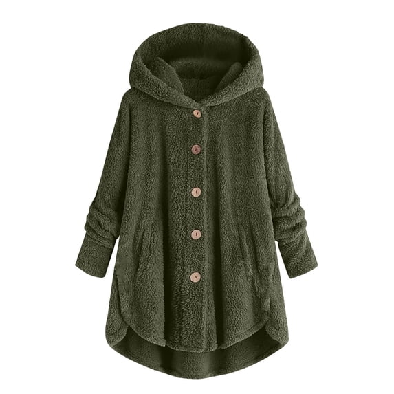 kaondbfi Long Plush Jackets for Pretty Women Plus Size Button Down Fuzzy Fleece Coat Womens Pullover Tops