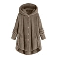thumbnail image 1 of kaondbfi Long Plush Jackets for Stylish Women Plus Size Button Down Fuzzy Fleece Coat Womens Pullover Tops, 1 of 6
