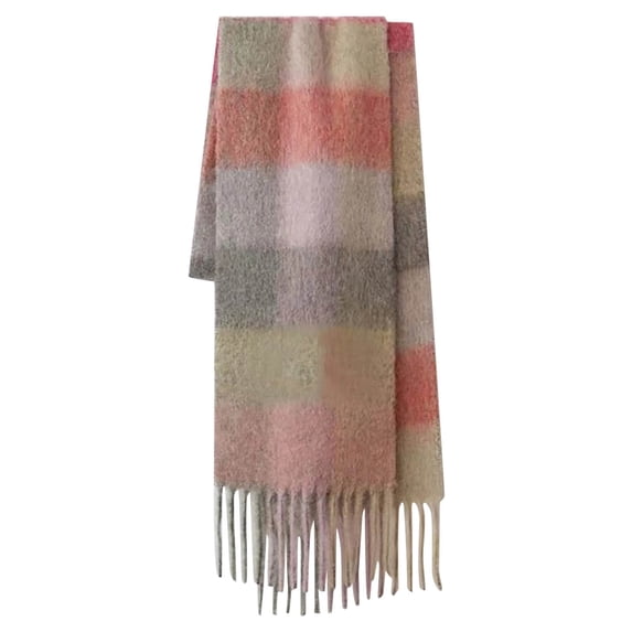 kaondbfi Outdoor Essentials Accessories Scarf for Women Thermal Scarf Fall Winter Scarf Classic Tassel Plaid Scarf Warm Soft Chunky Large Blanket Wrap Shawl Scarves 1 Pack Warm Scarf