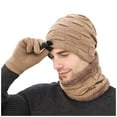 thumbnail image 1 of kaondbfi Outdoor Travel Essentials Clothing Accessories Beanie Hats for Men Winter Knitted Fleece Windproof Hat Scarf Gloves Three-piece Winter Knitted Hat Warm Hat, 1 of 4
