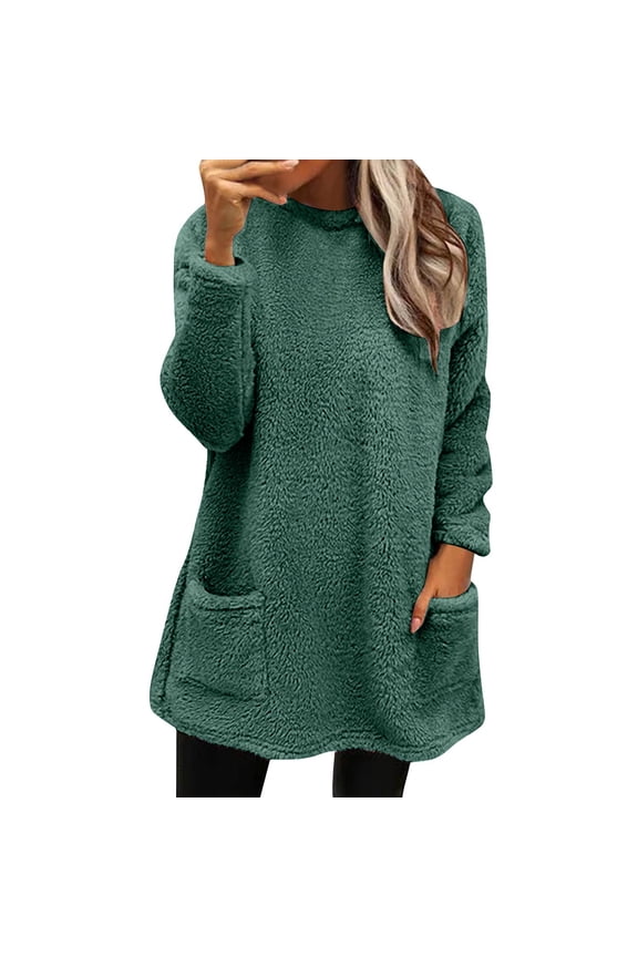 Plush Jackets for Pretty Women Winter Coat Loose Wool Long Sleeved Jumper with Womens Summer Fall Fashion Tops
