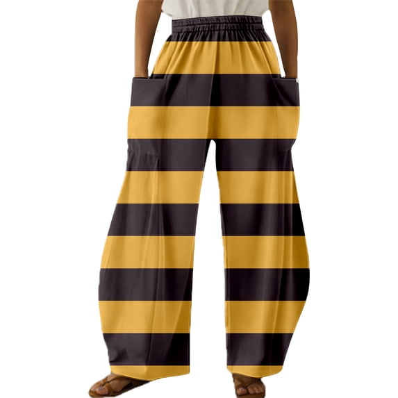kaondbfi Spring Fall Daily Essentials Clothing Lady's Four Pocketed Double Printed Casual Pants Summer Casual Pants for Women