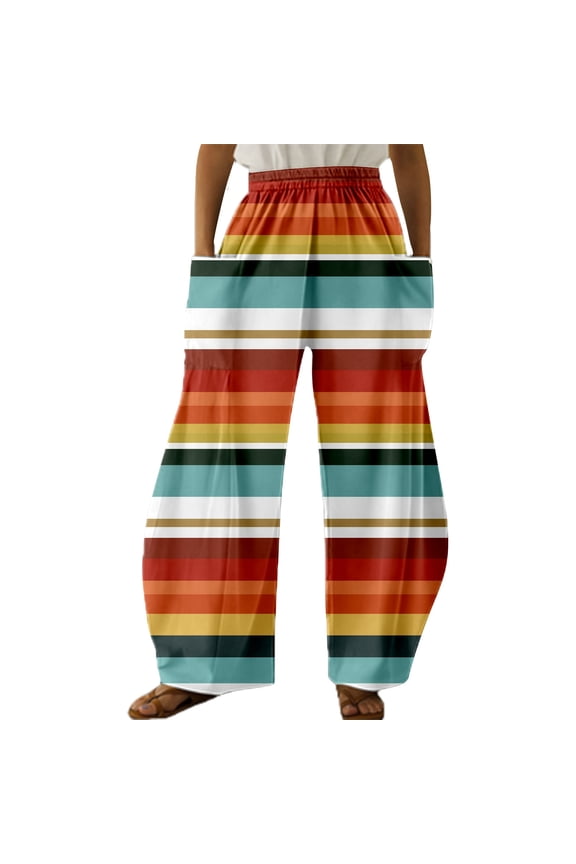 Spring Fall Essentials Casual Clothing Lady's Four Pocketed Double Printed Casual Pants Summer Casual Pants for Women