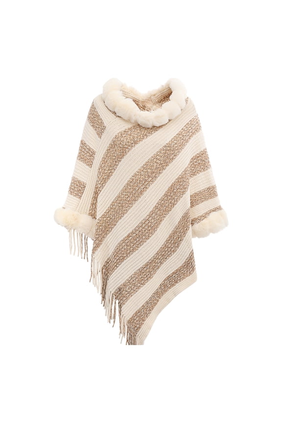 Summer Essentials Accessories Shawl Wraps for Women Ladies Knitted Loose Thickened Shawl Plush Collar Scarf Wrap Fringed Wraps Pullover Cape Irregular Hem Casual Shawl