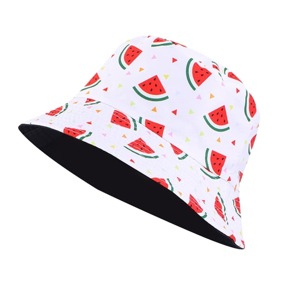 kaondbfi Summer Outdoor Essentials Accessories Bucket Hats for Women Unisex Print Double Side Wear Reversible Bucket Hat Trendy Cotton Twill Canvas Sun Fishing Hat Fashion Cap