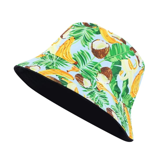 kaondbfi Summer Outdoor Essentials Accessories Bucket Hats for Women Unisex Print Double Side Wear Reversible Bucket Hat Trendy Cotton Twill Canvas Sun Fishing Hat Fashion Cap