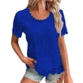 thumbnail image 1 of kaondbfi Summer Tops for Women Lace Crochet Embroidery Crewneck T Shirts Casual Short Sleeve Elegant Work Blouses Womens Essentials Fashion Clothing, 1 of 5