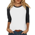 thumbnail image 1 of kaondbfi Summer Tops for Women Women's Crew Neck 3/4 Sleeve Printed T Shirt Casual Top Womens Essentials Fashion Clothing, 1 of 7