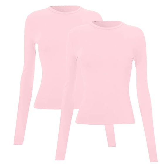 kaondbfi Summer Tops for Women Women's Long Sleeved Round Neck Slim Bottom Sweater Basic Clothing for Outdoor Wear Sports Top