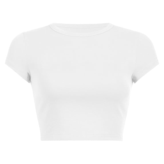 kaondbfi Summer Tops for Women Women's Round Neck Solid Color Short T Shirt Womens Essentials Fashion Clothing
