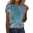 thumbnail image 1 of kaondbfi Summer Tops for Women Womens Casual Short Sleeve Tops Neck T Shirts Loose Fit Womens Essentials Fashion Clothing, 1 of 9