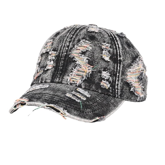 kaondbfi Summer Travel Essentials Accessories Visor Hats for Men Ripped Cowboy Hat Retro Baseball Cap Washed Out Distressed Cowboy Baseball Cap Sunshade and Sun Cap