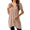 thumbnail image 1 of kaondbfi Summer Womens Tunic Tops for Leggings with Pockets Short Sleeve Casual Long T Shirts S 3XL Womens Essentials Fashion Clothing, 1 of 6