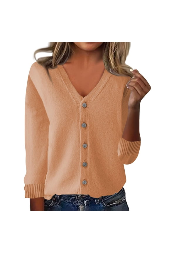 Sweaters for Delicate Women Cardigan Sweaters Button Down V Neck Knit Sweater Jacket Lightweight Comfy Open Front Cardigan Coats W/Pockets Womens Pullover Tops