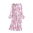 thumbnail image 1 of kaondbfi Trendy Cotton Women's Nightgowns, Long Sleeve Nightgowns Sleep Shirts Cute Pajama Dress Casual Printed Sleepwear Dress, 1 of 2