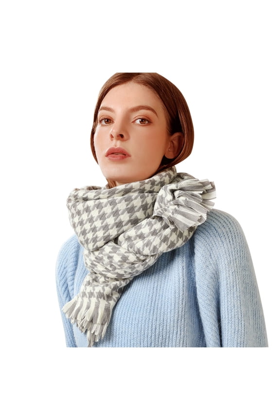 Women's Outdoor Travel Essentials Accessories Scarf for Women Fashion Winter Warm Soft Casual Tassel Houndstooth Printing Muffler