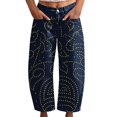 thumbnail image 1 of kaondbfi Women's Print Cropped Pants High Waist Button Fly Casual Loose () Fabric Baggy Trousers with Pockets for Summer, 1 of 6