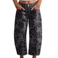 thumbnail image 1 of kaondbfi Women's Print Cropped Pants High Waist Button Fly Casual Loose () Fabric Baggy Trousers with Pockets for Summer, 1 of 6