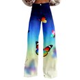 thumbnail image 1 of kaondbfi Women's Print Jeans Mid Waisted Wide Leg Baggy Flare Pants with Pockets Summer Jeans for Women, 1 of 9