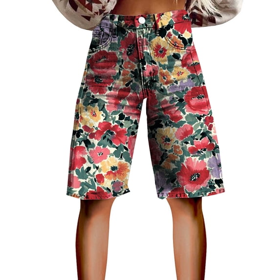 kaondbfi Women's Summer High Waisted Shorts Knee Length Fashionable and Casual Style with Pockets Lightweight and Breathable