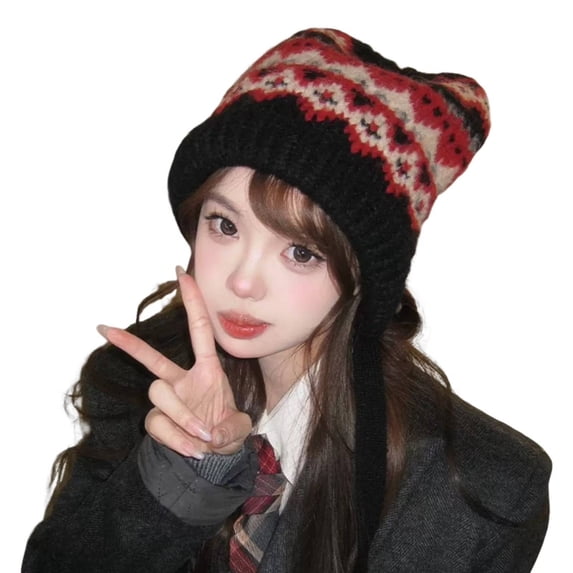 kaondbfi Women's Summer Outdoor Travel Essentials Accessories Beanie Hats for Women Hat Thickened Warm Ear Small Wool Cold Proof Knitted Baotou Lei Feng Hat