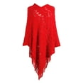 thumbnail image 1 of kaondbfi Women's Summer Outdoor Travel Essentials Accessories Shawl Wraps for Women Mid Length Crochet Hollow Irregular Tassel Pullover Sweater Cape Shawl Knit Sweater Shawl, 1 of 4