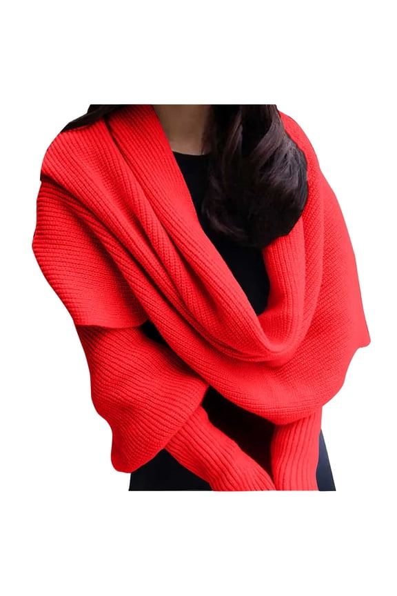 Women's Summer Outdoor Travel Essentials Accessories Shawl Wraps for Women Utrum Knitted Cable Wrap Cropped Sweater Wrap Sweater Knitted Scarf with Sleeves Knitted Wrap