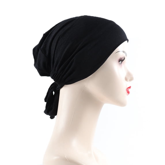 kaondbfi Women's Summer Travel Essentials Accessories Beanie Hats for Women Muslim Elastic Band Ethnic Hijab Solid Color Adjustable Small Cap Tube Cap Wrapped Turban Cap Lace Up