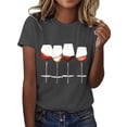 thumbnail image 1 of kaondbfi Women's Wine Glass Printed Shirt Short Sleeve Round Neck T Shirt Fashion Top Lightweight Soft Casual Summer Tops Womens Essentials Fashion Clothing, 1 of 4