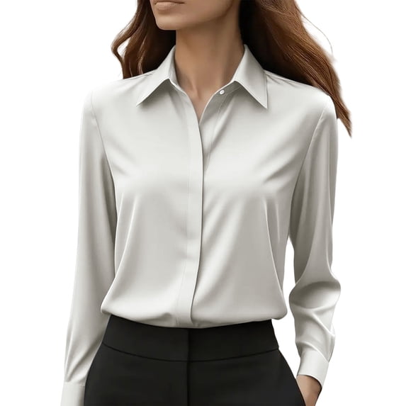 kaondbfi Womens Fashion Summer Essentials Clothing Button Down Shirts for Women Wrinkle Resistance Dress Shirts for Women Long Sleeve Work Formal Blouses Tops