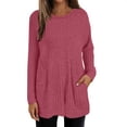 thumbnail image 1 of kaondbfi Womens Fashion Summer Tops Long Sleeve Shirts for Women Casual Tops Loose Fit Rib Knit Lightweight Long Sweater Crew Neck Pullover With, 1 of 8