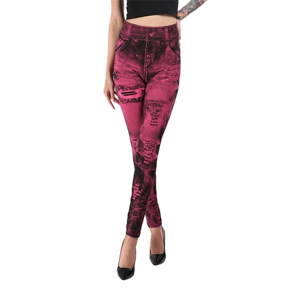 kaondbfi Womens Jeans Bottom Pants Coloured Yoga Pants Highly Elastic Slim Nine Minute Pants Summer Leggings for Women