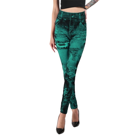 kaondbfi Womens Jeans Bottom Pants Coloured Yoga Pants Highly Elastic Slim Nine Minute Pants Summer Leggings for Women