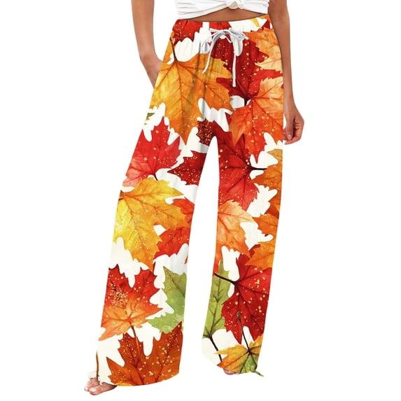 kaondbfi Womens Wide Leg Pants Casual Elastic Waist Pant Long with Pockets Summer Casual Pants for Women