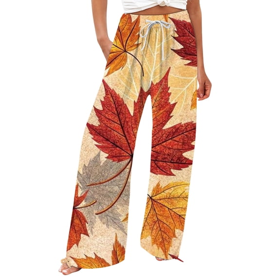 kaondbfi Womens Wide Leg Pants Casual Elastic Waist Pant Long with Pockets Summer Casual Pants for Women