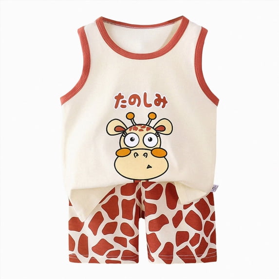 kaprioy Toddler Boy Summer Outfits Baby Boys Cloting Set Dog Print Sleeveless Top Striped Shorts Casual Daily Wear