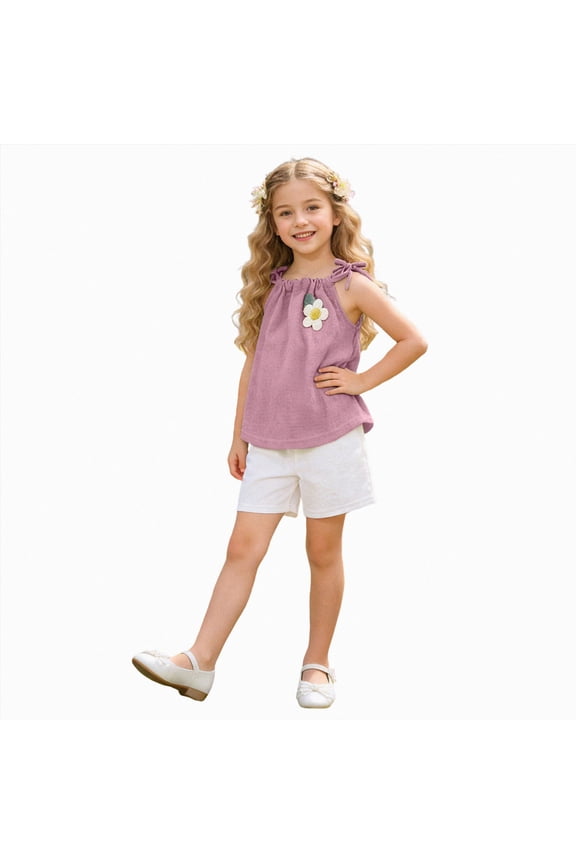 Toddler Girl Clothes Summer Baby Girl Cute Flower Print Sleeveless Tank Tops Camisole and Ruffled Shorts 2Pcs Outfits Set 6 12 18 24 months 2T 3T 4T 5T 6T 7T 8T
