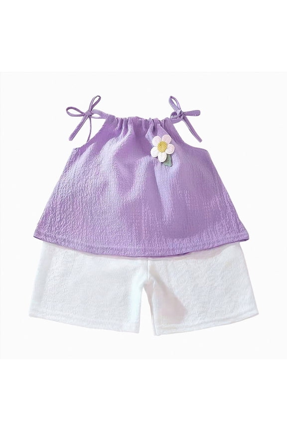 Toddler Girl Clothes Summer Baby Girl Cute Flower Print Sleeveless Tank Tops Camisole and Ruffled Shorts 2Pcs Outfits Set 6 12 18 24 months 2T 3T 4T 5T 6T 7T 8T