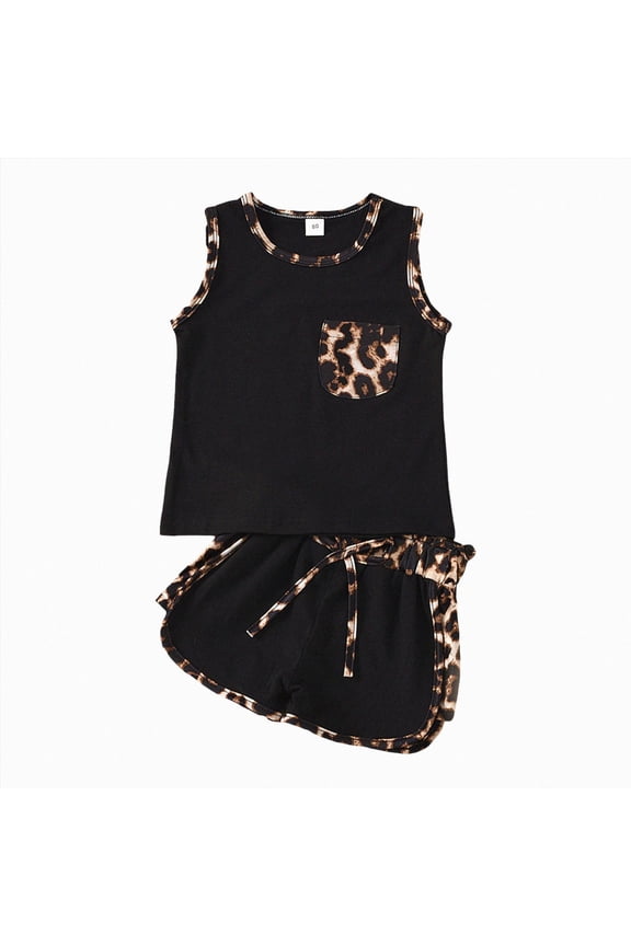 Toddler Infant Kid Baby Girl Shorts Outfit Short Sleeve Leopard Vest Top Cheetah Print Pants Summer Clothes Set