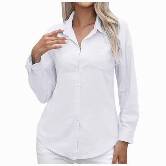 kaprioy Women's Button Down Shirts Classic Fit Dress Shirt Work Business Casual Long Sleeve Blouse Tops Women's Casual Long Sleeve Cardigan Button Up Shirts