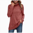 thumbnail image 1 of kaprioy Women's Mock Turtleneck Long Sleeve Shirts Fall Ribbed Tops Fleece Basic Layering Soft Thermal Undershirts Tee Long Sleeve Shirts For Women Casual Fit Fall Lightweight Sweaters, 1 of 4