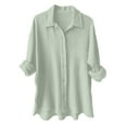 thumbnail image 1 of kaprioy Women's Oversized Button Down Shirts Collared Button Up Shirt Blouse Top Light Green, M, 1 of 5