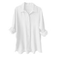 thumbnail image 1 of kaprioy Women's Oversized Button Down Shirts Collared Button Up Shirt Blouse Top White, XXL, 1 of 5