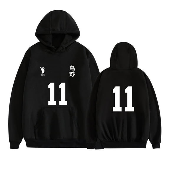 karasuno Hoodie Volleyball Junior Long sleeve casual sweatshirt men's and women's sportswear black