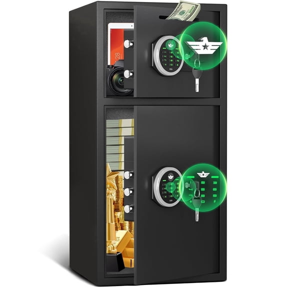 Karbeen Digital Keypad Home Safe, 6.0 Cu ft Large Safe Box with Deposit Slot & Dual Alarm System, Money Safe With Mute Function and LED Light, Security Box for Money Valuables