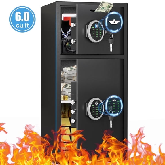 Karbeen 6.0 Cu ft Large Safe Box Fireproof, Digital Keypad Home Safe with Deposit Slot & Dual Alarm System, Money Safe with Mute Function and LED Light, Security Box for Money Valuables