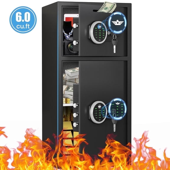 Karbeen 6.0 Cu ft Large Safe Box Fireproof, Digital Keypad Home Safe with Deposit Slot & Dual Alarm System, Money Safe with Mute Function and LED Light, Security Box for Money Valuables